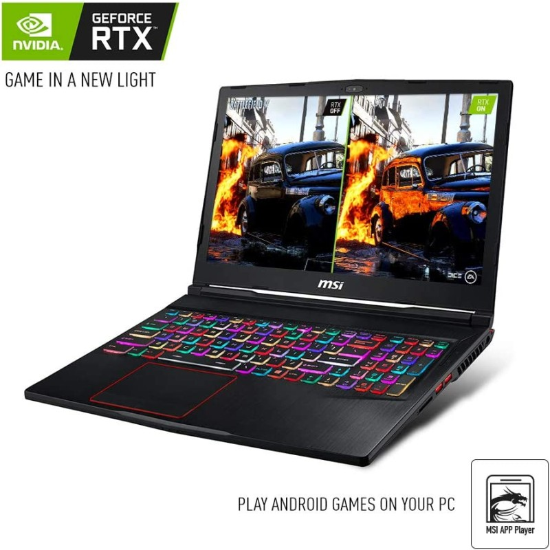 MSI GE63 Raider RGB-499 15.6 英寸游戏笔记本电脑，144Hz 显示屏，英特尔酷睿 i7-9750H，NVIDIA GeForce RTX2080，32GB，512GB NVMe SSD