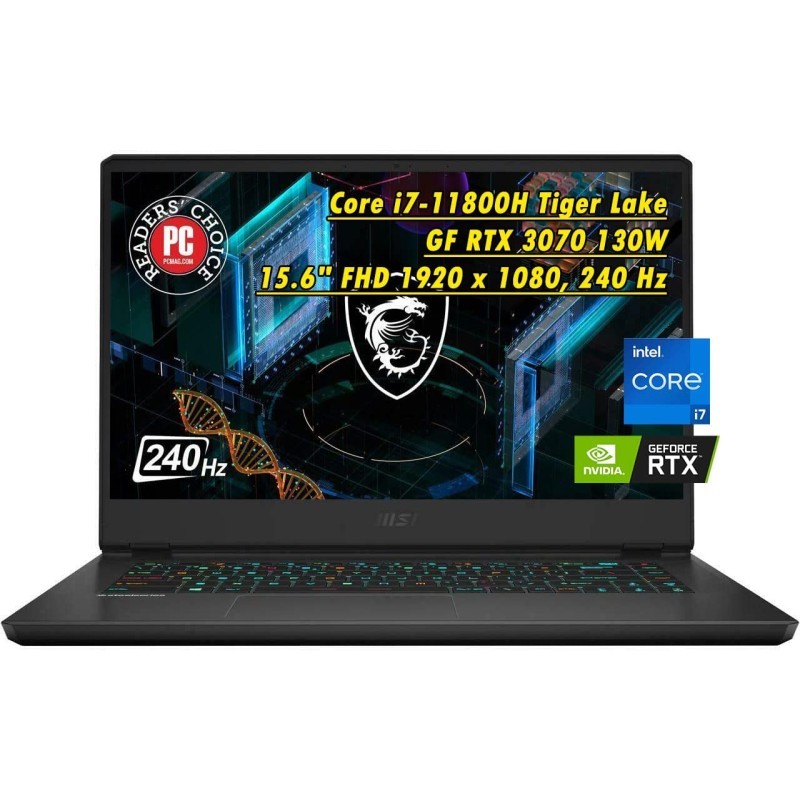 MSI 微星 GP66 游戏笔记本电脑,Core i7-11800H 8 Core Tiger Lake,4.6GHz,GF RTX 3070 130W,15.6" FHD 1920 x 1080,240 Hz,Wi-Fi 6,BT 5.2