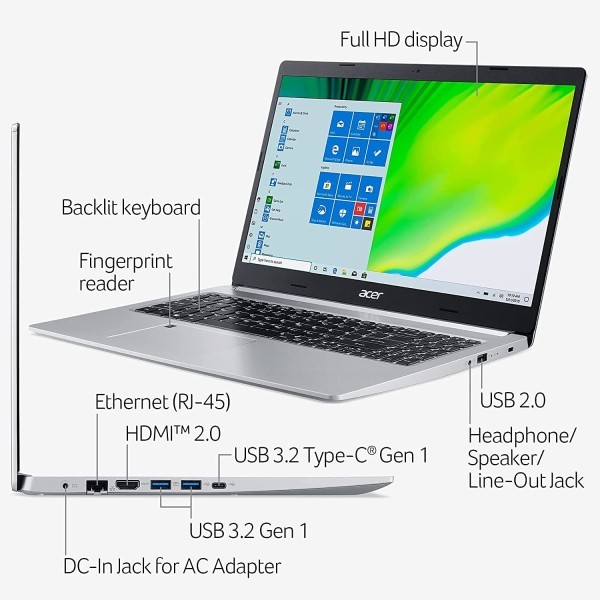 客服 menu search account cart   宏碁Aspire 5 Slim 笔记本电脑,15.6 英寸全高清 IPS,AMD锐龙 3 3350U 四核处理器,12 GB DDR4 RAM,512 GB 固态硬盘,Intel WiFi 6,背光 KB,指纹识别器,A 宏碁 Aspire 5 Slim 笔记本电脑,15.6 英寸全高清 IPS,AMD 锐龙 3 3350U 四核处理