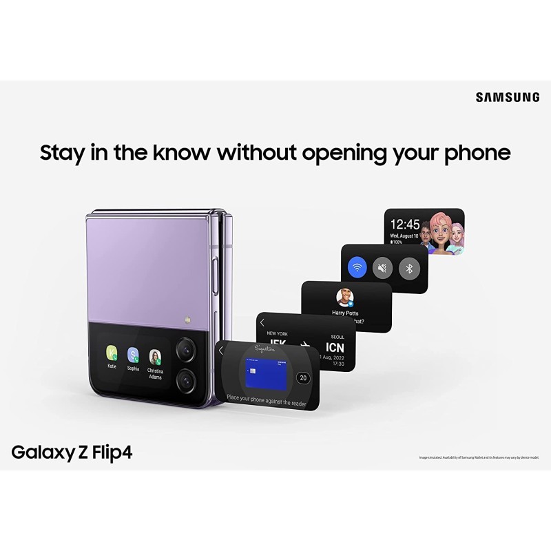 三星 Galaxy Z Flip 4 手机,工厂解锁 Android 智能手机,256GB,灵活模式,免提摄像头,紧凑,可折叠设计,信息屏幕