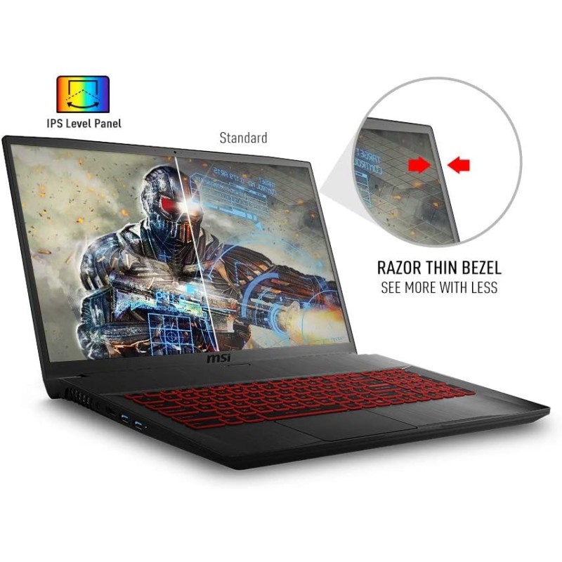 MSI 微星GF75 Thin 9SC-027 17.3英寸游戏笔记本电脑,超薄边框 Intel Core 英特尔酷睿 i7-9750H,NVIDIA GeForce GTX1650,16GB,512GB NVMe SSD